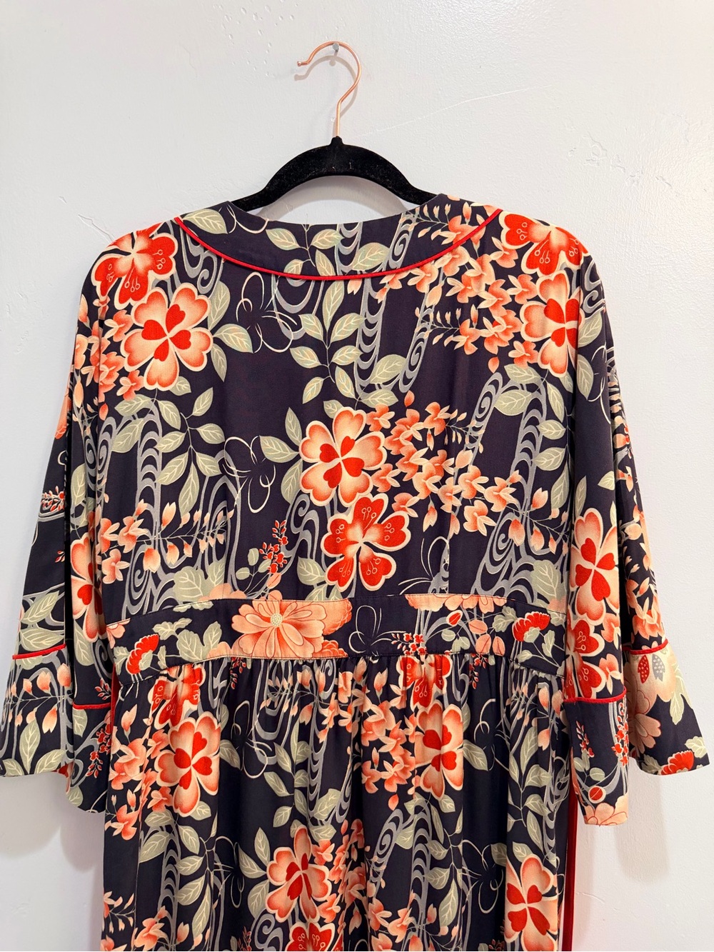 Vintage 2000s Y2K Lucky Brand Floral Kimono Sleeve Empire Waist Dress Medium - Picture 9 of 15